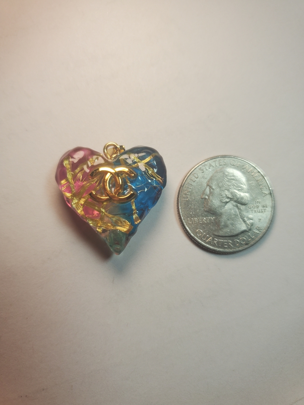 💖HEART SHAPED CHARM OR PENDANT WITH BALE         NEW - Picture 3 of 4